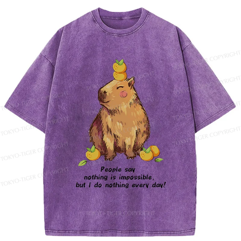 Tokyo-Tiger Leisurely Capybara Washed T-Shirt