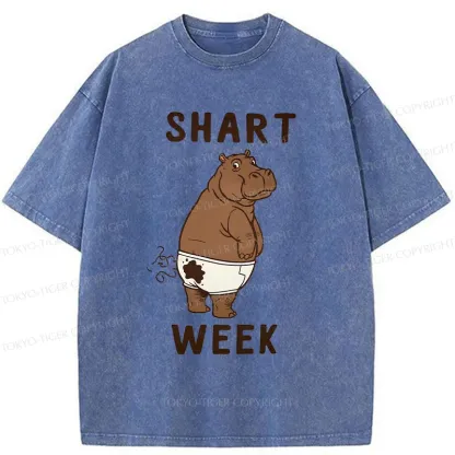 Tokyo-Tiger Shart Week Funny Washed T-Shirt