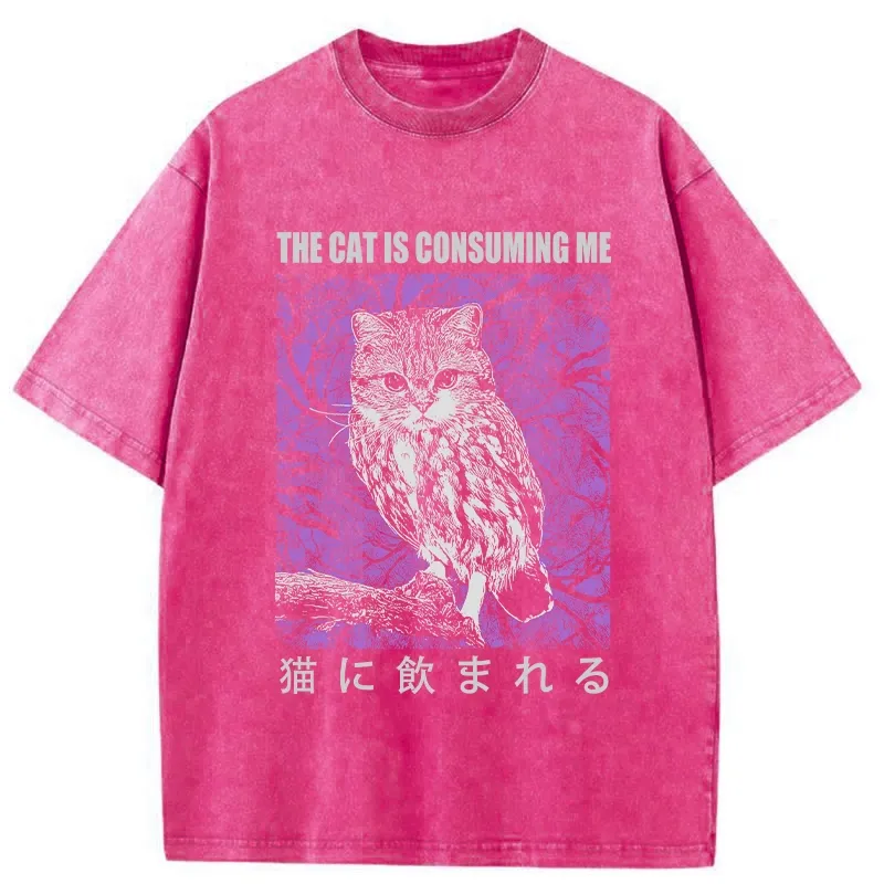Tokyo-Tiger The Cat Is Consuming Me Washed T-Shirt