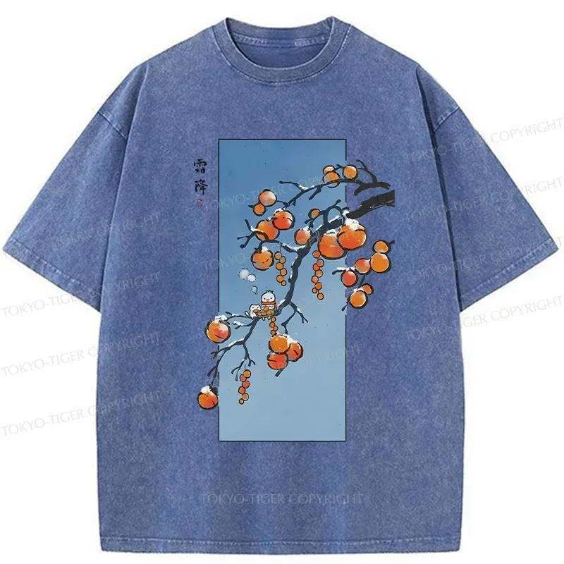 Tokyo-Tiger Winter Paintings Japanese Washed T-Shirt