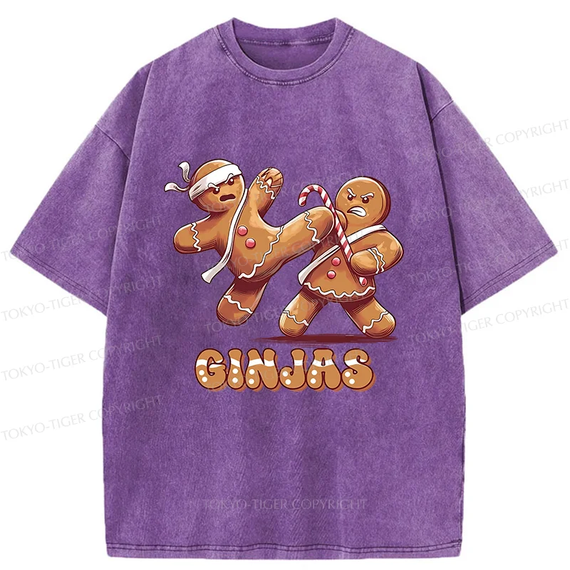 Tokyo-Tiger Gingerbread Man Karate Washed T-Shirt