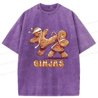 Tokyo-Tiger Gingerbread Man Karate Washed T-Shirt