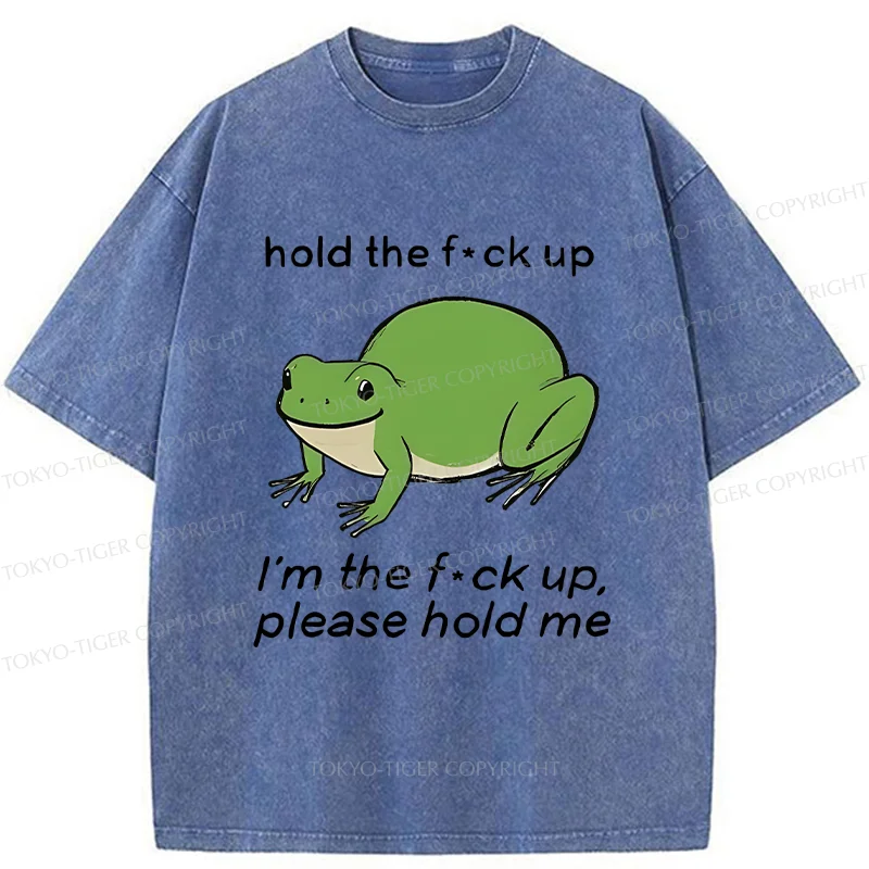 Tokyo-Tiger Bloated Frog Funny Washed T-Shirt