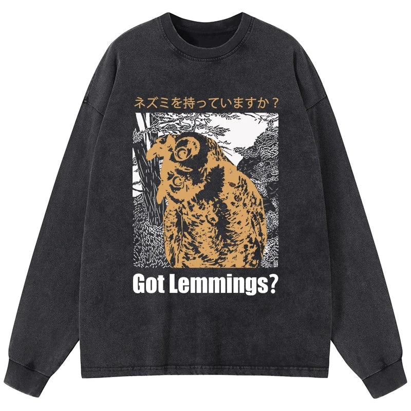 Tokyo-Tiger Do You Have Lemmings Japanese Washed Long Sleeve T-Shirt