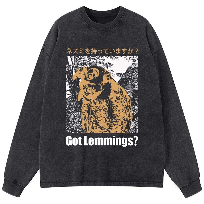 Tokyo-Tiger Do You Have Lemmings Japanese Washed Long Sleeve T-Shirt Sale