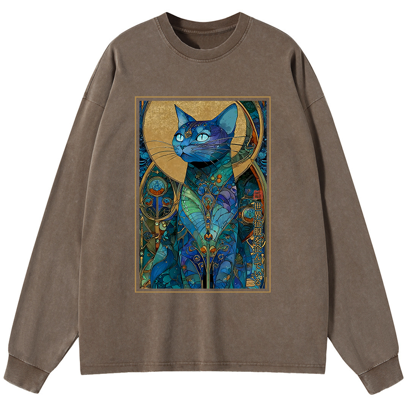 Tokyo-Tiger The Cat’s Plan To Rule Them All Washed Long Sleeve T-Shirt