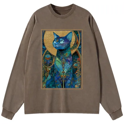 Tokyo-Tiger The Cat’s Plan To Rule Them All Washed Long Sleeve T-Shirt