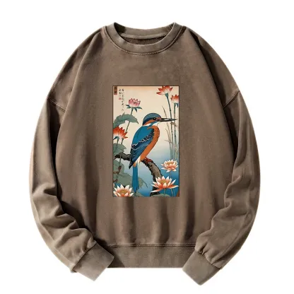 Tokyo-Tiger Ukiyo-e Kingfisher Washed Sweatshirt