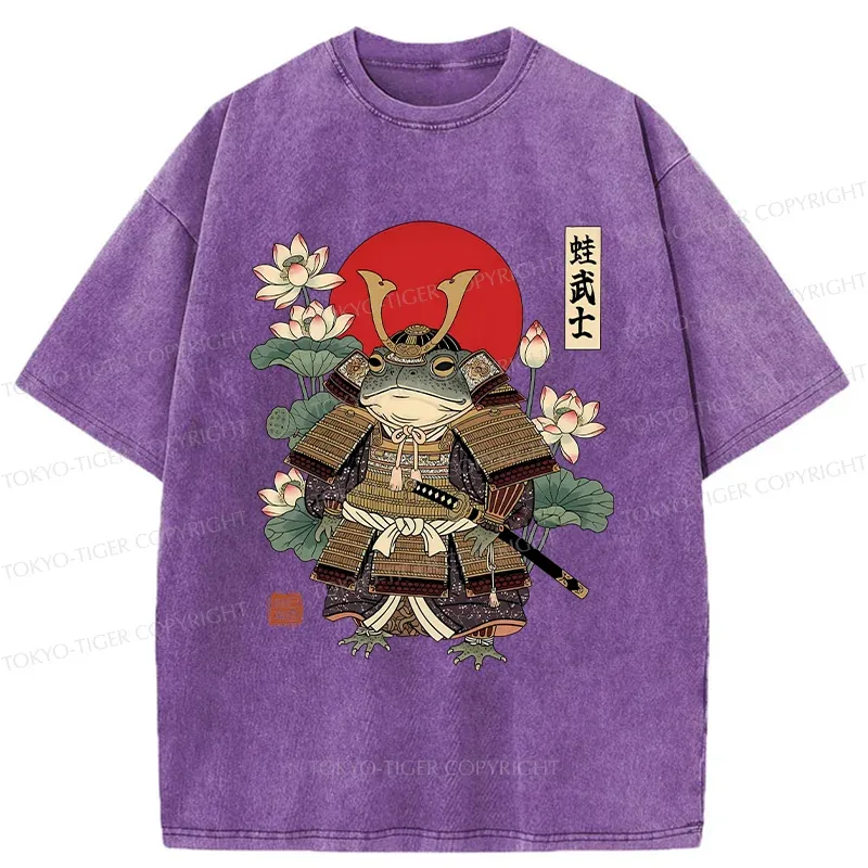 Tokyo-Tiger Traditional Frog Samurai Washed T-Shirt Sale