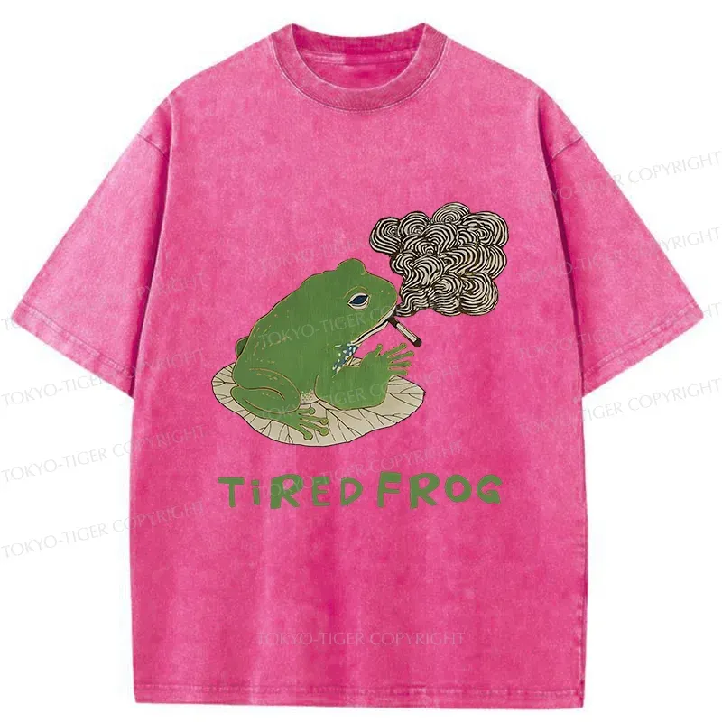 Tokyo-Tiger Tired Japanese Frog Washed T-Shirt