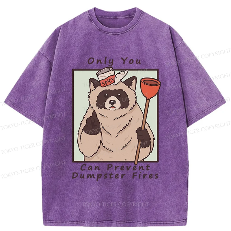Tokyo-Tiger Raccoon Fire Fighting Washed T-Shirt