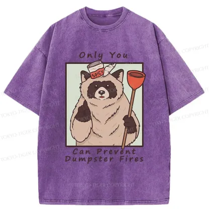 Tokyo-Tiger Raccoon Fire Fighting Washed T-Shirt