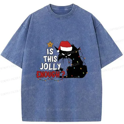 Tokyo-Tiger Grumpy Cat Christmas Washed T-Shirt