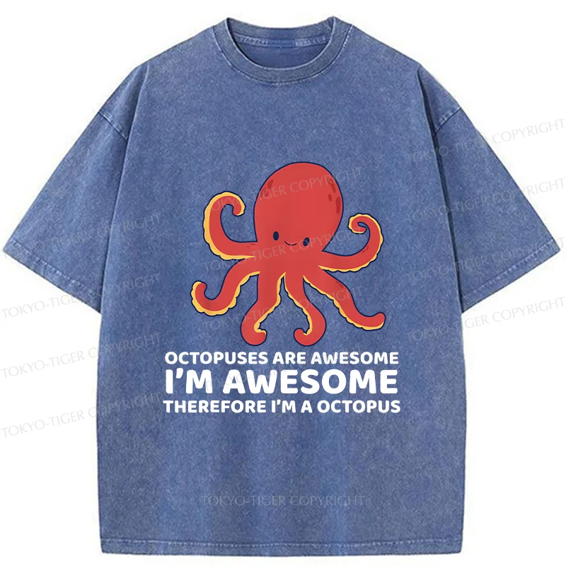 Tokyo-Tiger Handsome Octopus Washed T-Shirt