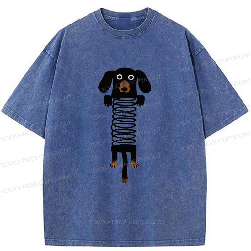 Tokyo-Tiger The Cute Spring Dachshund Washed T-Shirt