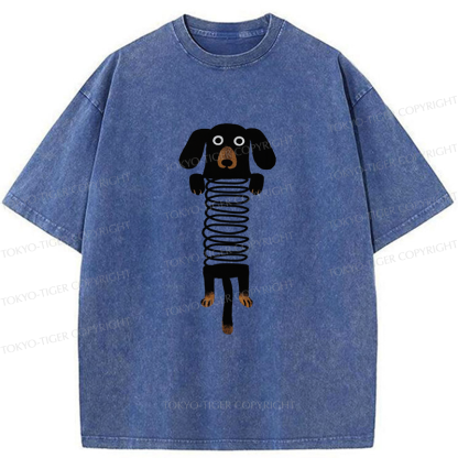 Tokyo-Tiger The Cute Spring Dachshund Washed T-Shirt