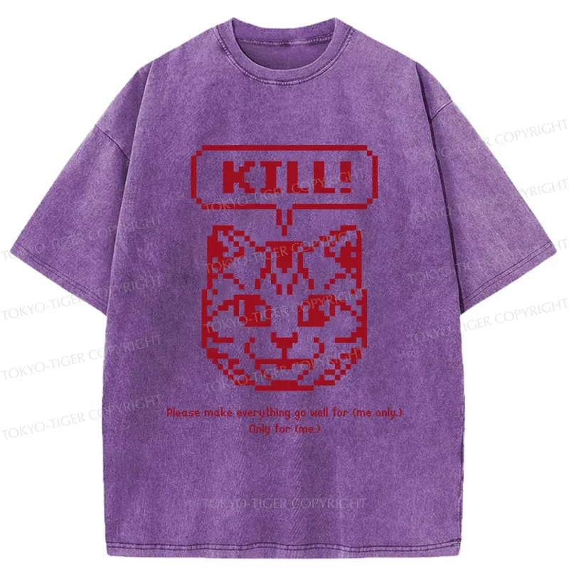 Tokyo-Tiger Killer Cat Prayer Washed T-Shirt