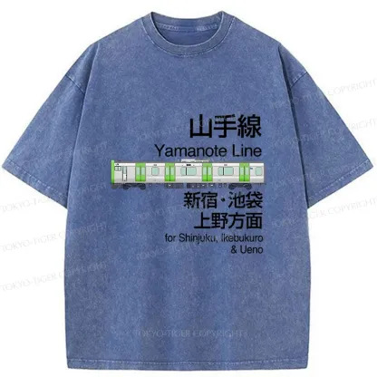 Tokyo-Tiger Yamanote Line Sign Japan Washed T-Shirt
