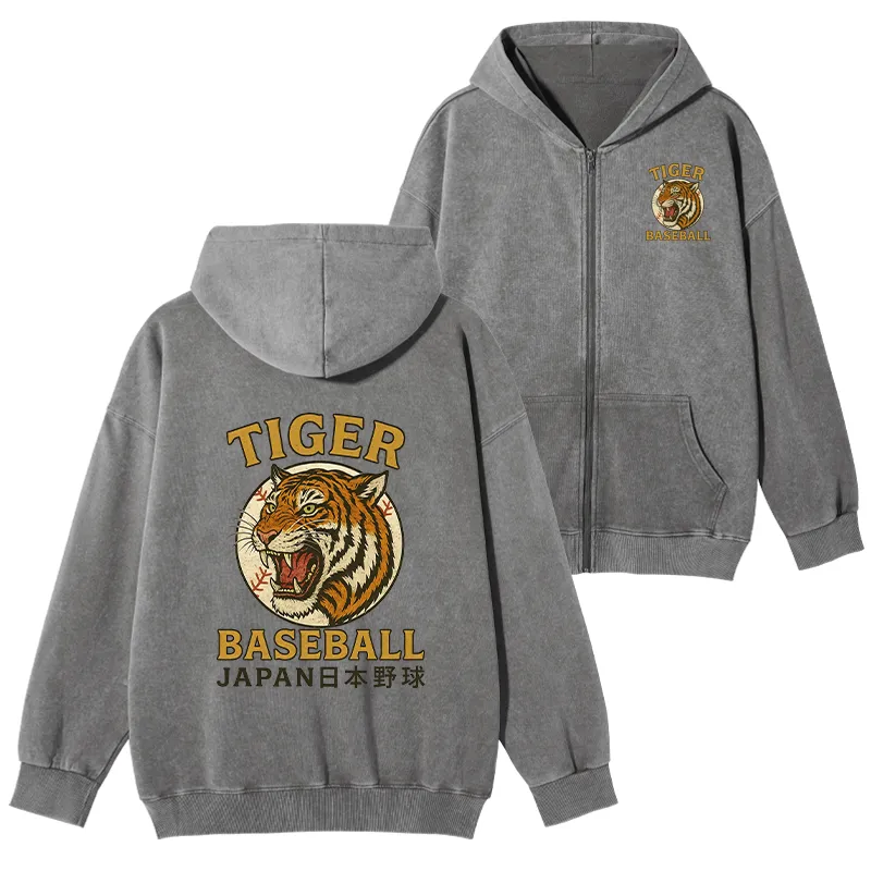 Tokyo-Tiger Osaka Japan Baseball Team Washed Zip Hoodie