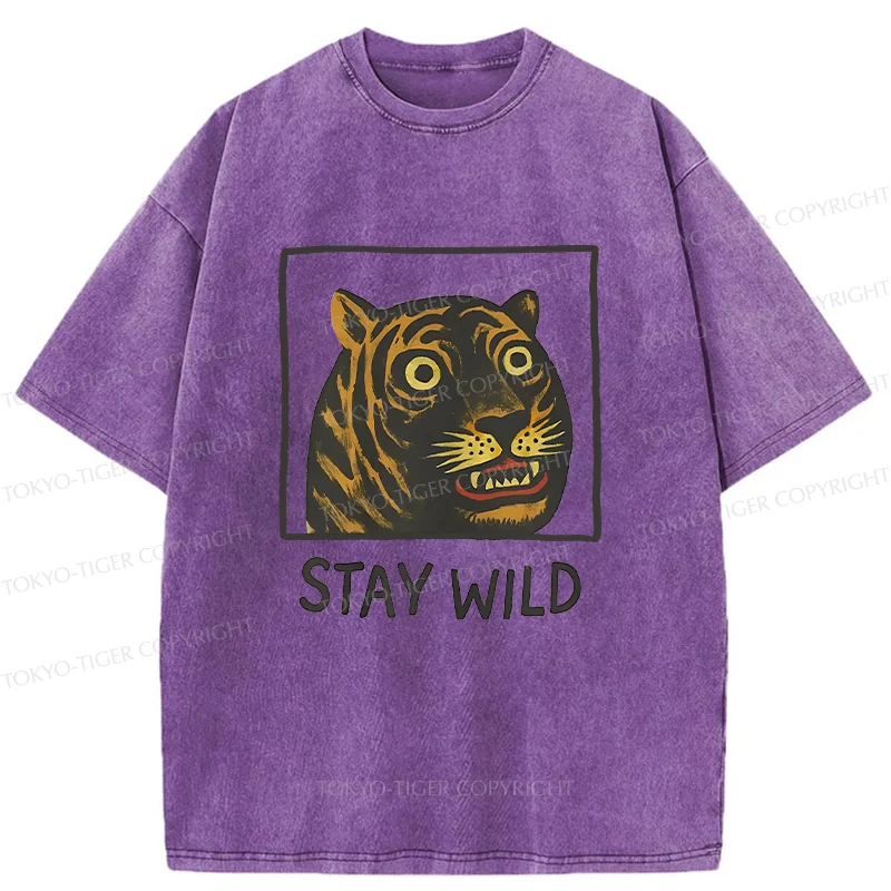 Tokyo-Tiger Silly And Cute Tiger Washed T-Shirt