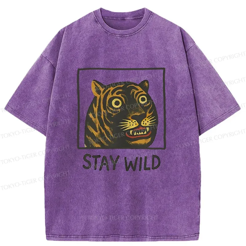 Tokyo-Tiger Silly And Cute Tiger Washed T-Shirt