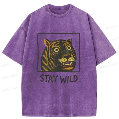 Tokyo-Tiger Silly And Cute Tiger Washed T-Shirt