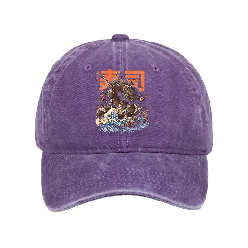 Tokyo-Tiger The Great Sushi Dragon Wave Washed Cap