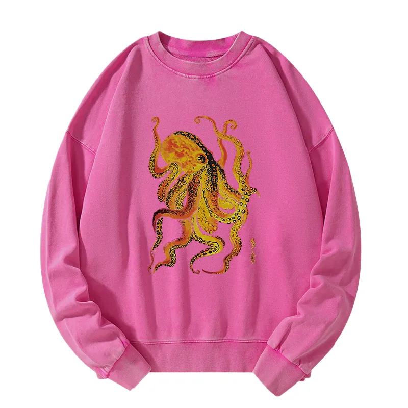Tokyo-Tiger Deep Sea Gorgeous Octopus Washed Sweatshirt