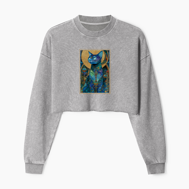 Tokyo-Tiger The Cat’s Plan To Rule Them All Washed Crop Sweatshirt