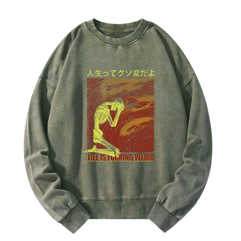 Tokyo-Tiger Skeleton Life is Fu Washed Sweatshirt