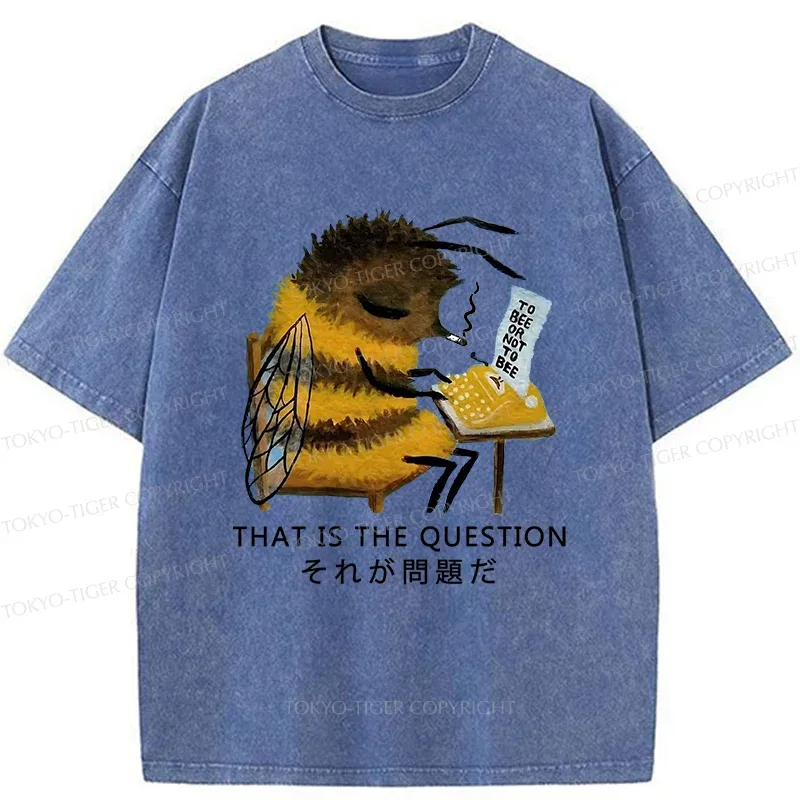 Tokyo-Tiger Bee Writer Funny Washed T-Shirt