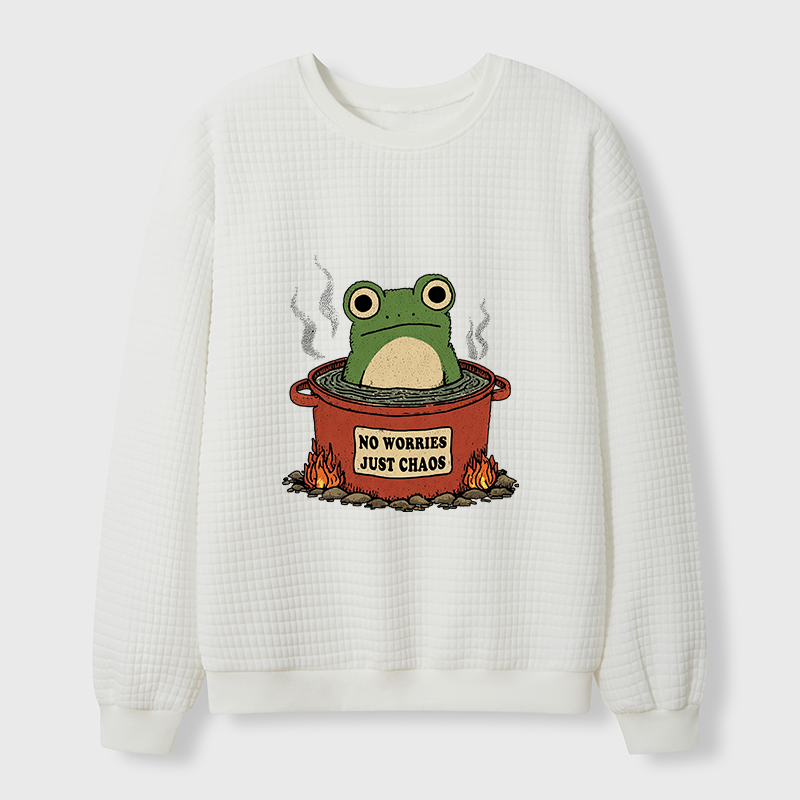 Tokyo-Tiger Frog：No Worries，Just Chaos Waffle Sweatshirt