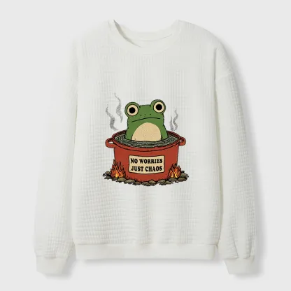 Tokyo-Tiger Frog：No Worries，Just Chaos Waffle Sweatshirt