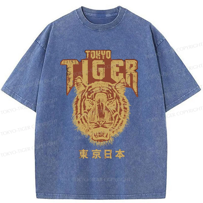 Tokyo-Tiger Retro Tiger Japanese Washed T-Shirt