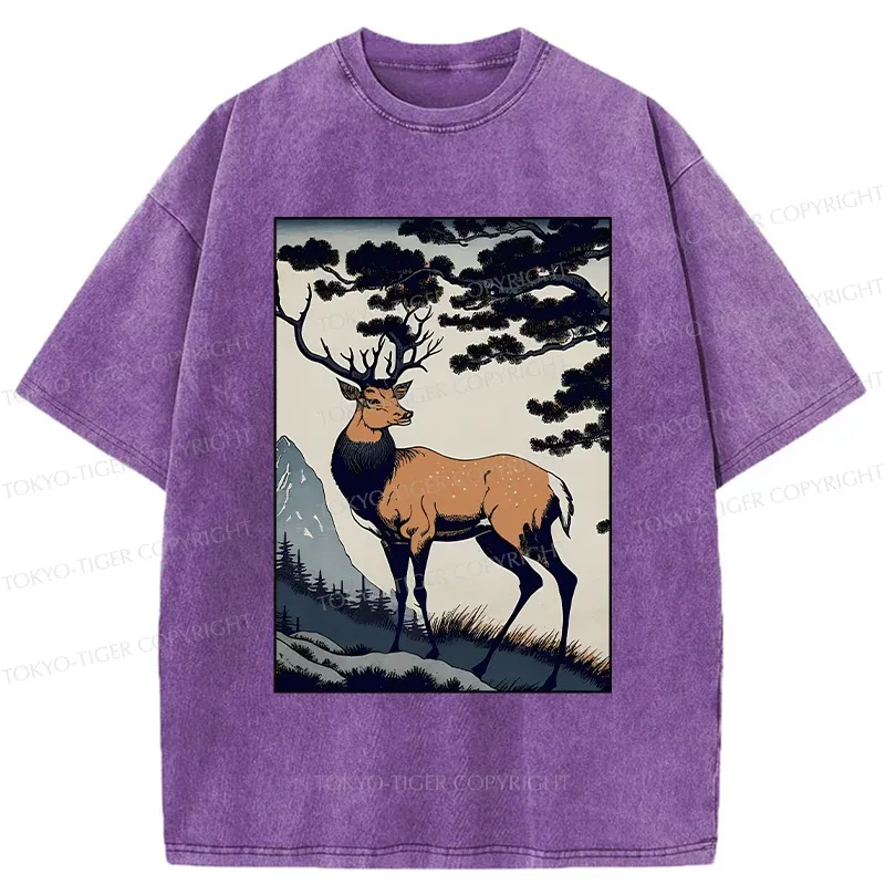 Tokyo-Tiger Japanese Traditional Deer Washed T-Shirt