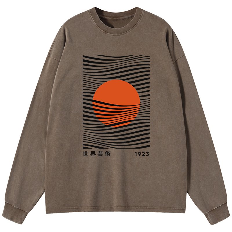 Tokyo-Tiger Minimalist Art Sun Washed Long Sleeve T-Shirt