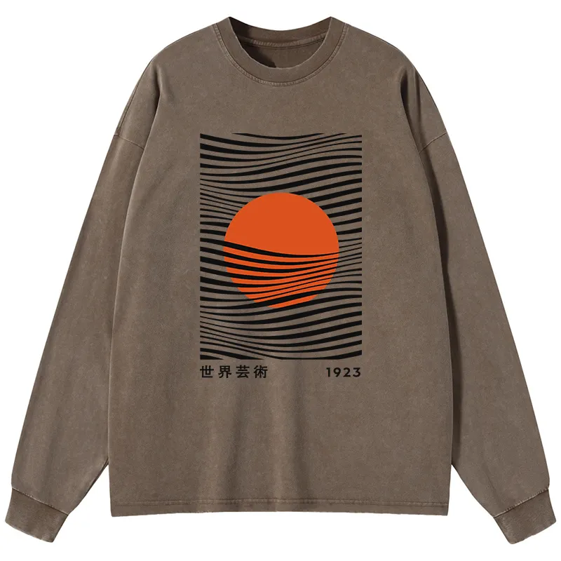 Tokyo-Tiger Minimalist Art Sun Washed Long Sleeve T-Shirt