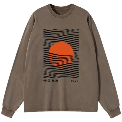 Tokyo-Tiger Minimalist Art Sun Washed Long Sleeve T-Shirt