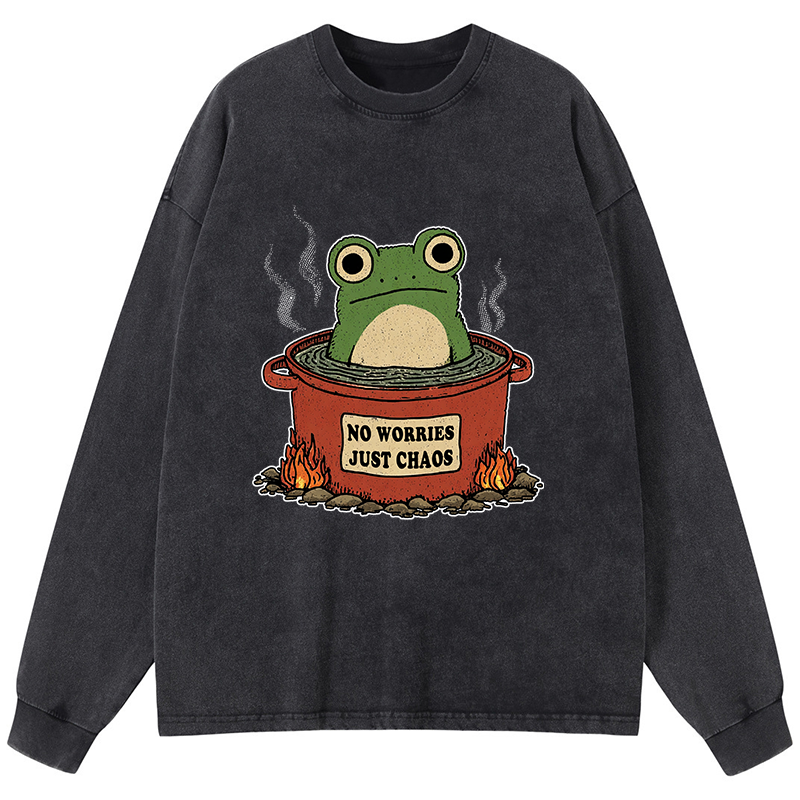 Tokyo-Tiger Frog：No Worries，Just Chaos Washed Long Sleeve T-Shirt