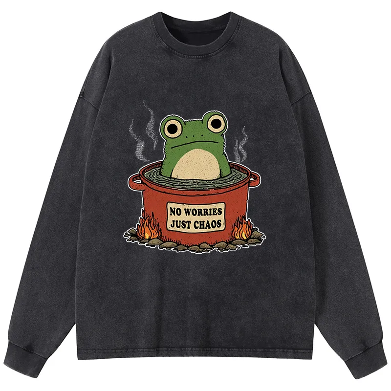 Tokyo-Tiger Frog：No Worries，Just Chaos Washed Long Sleeve T-Shirt