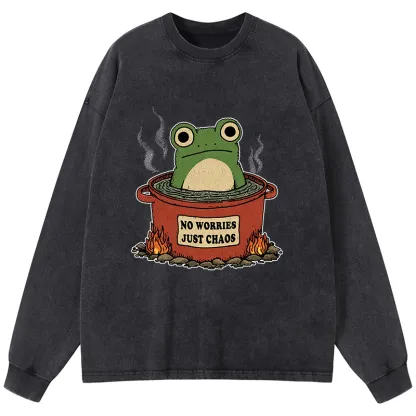 Tokyo-Tiger Frog：No Worries，Just Chaos Washed Long Sleeve T-Shirt