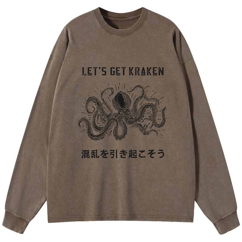 Tokyo-Tiger Funny Octopus：Let’s Get Kraken Washed Long Sleeve T-Shirt