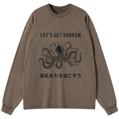 Tokyo-Tiger Funny Octopus：Let’s Get Kraken Washed Long Sleeve T-Shirt