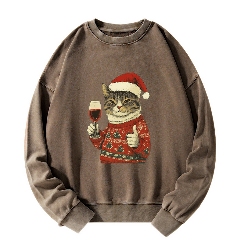 Tokyo-Tiger Christmas Cat Likes Washed Sweatshirt