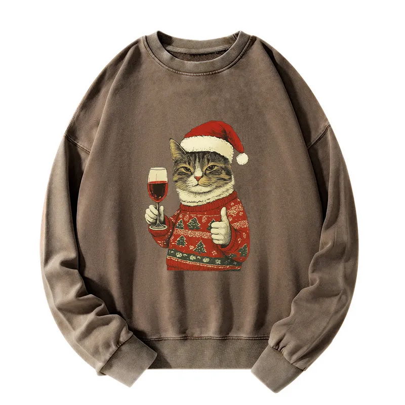 Tokyo-Tiger Christmas Cat Likes Washed Sweatshirt