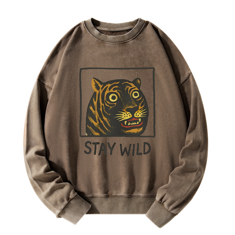 Tokyo-Tiger Silly And Cute Tiger Washed Sweatshirt
