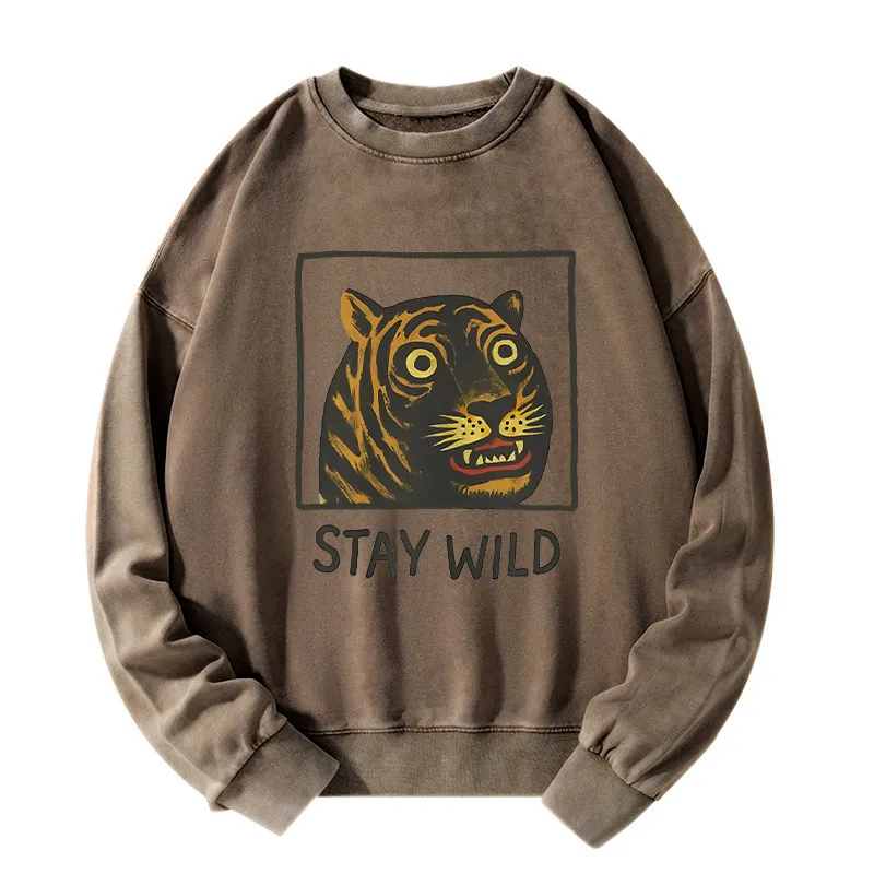 Tokyo-Tiger Silly And Cute Tiger Washed Sweatshirt