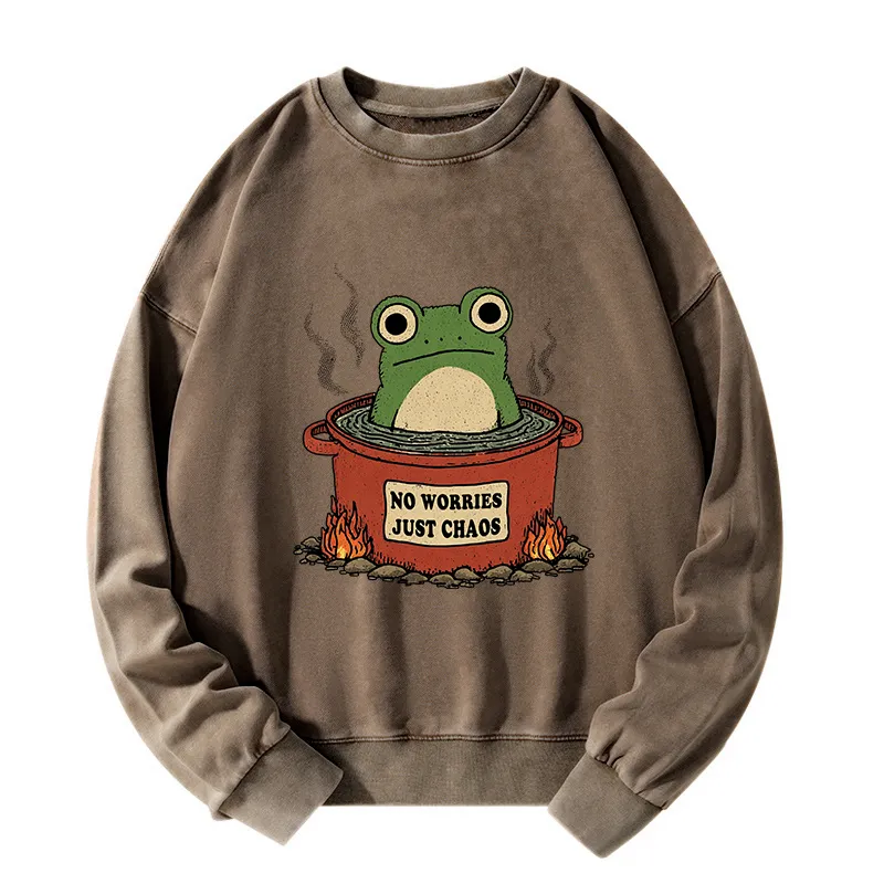 Tokyo-Tiger Frog：No Worries，Just Chaos Washed Sweatshirt