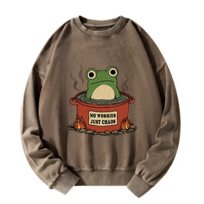 Tokyo-Tiger Frog：No Worries，Just Chaos Washed Sweatshirt