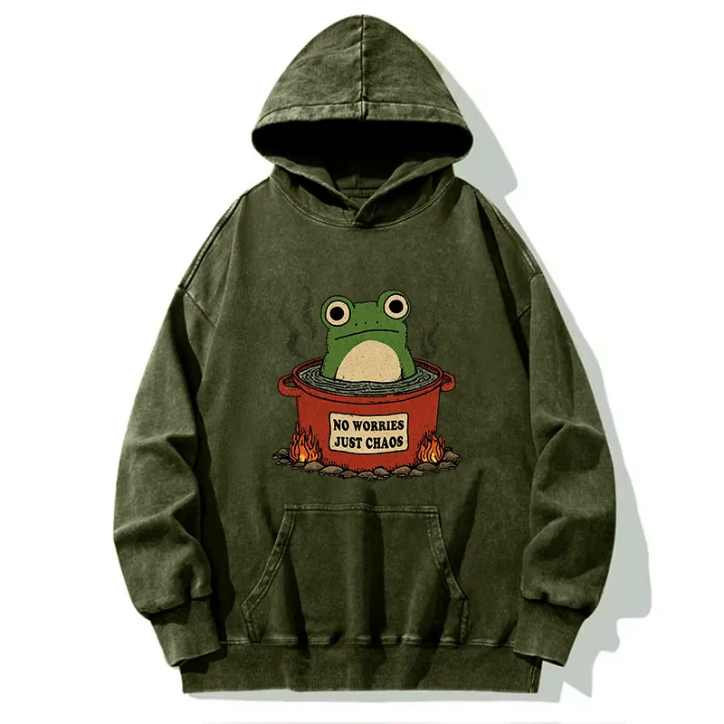 Tokyo-Tiger Frog：No Worries，Just Chaos Washed Hoodie